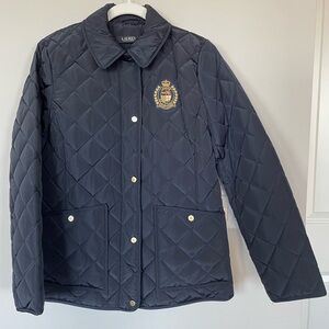 NWT Lauren Ralph Lauren Navy women Diamond Quilted Matte Coat Jacket Size S